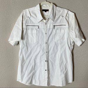 G by Guess White Button Down Short Sleeve shirt
